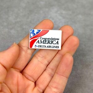Vintage Delta Air Lines Congratulations America Lapel Pin Patriotic Airline Logo